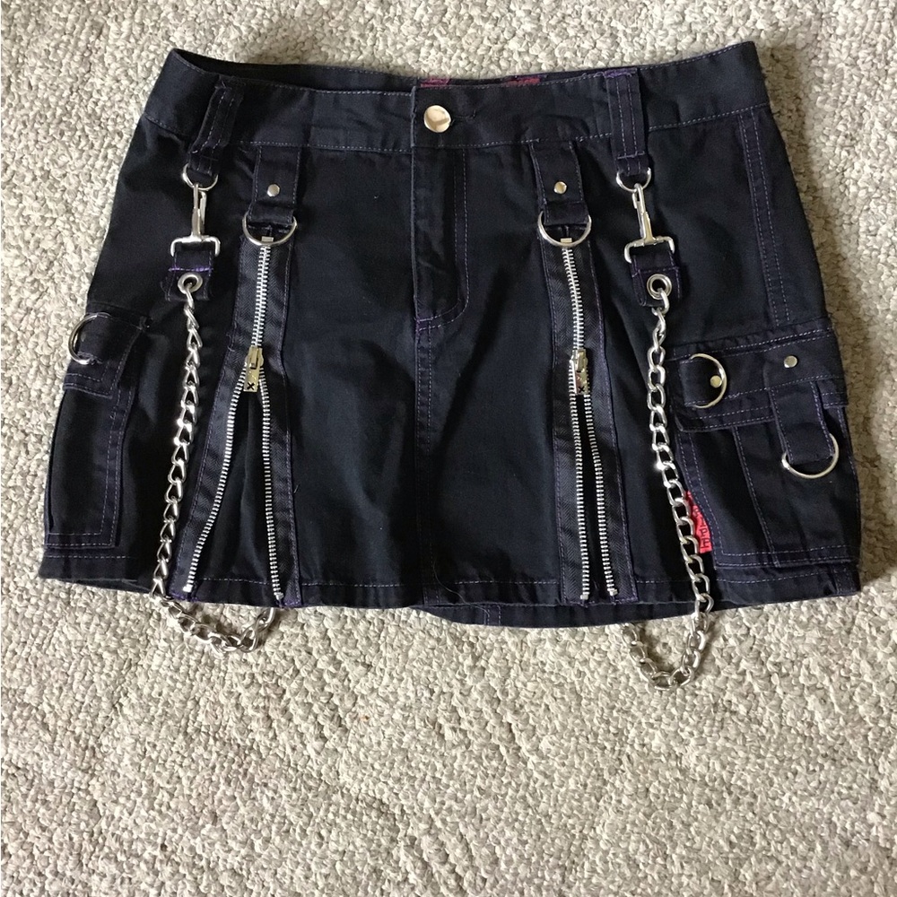 Tripp NYC Skirt with Zippers and Draped Chains, size medium . Color is black